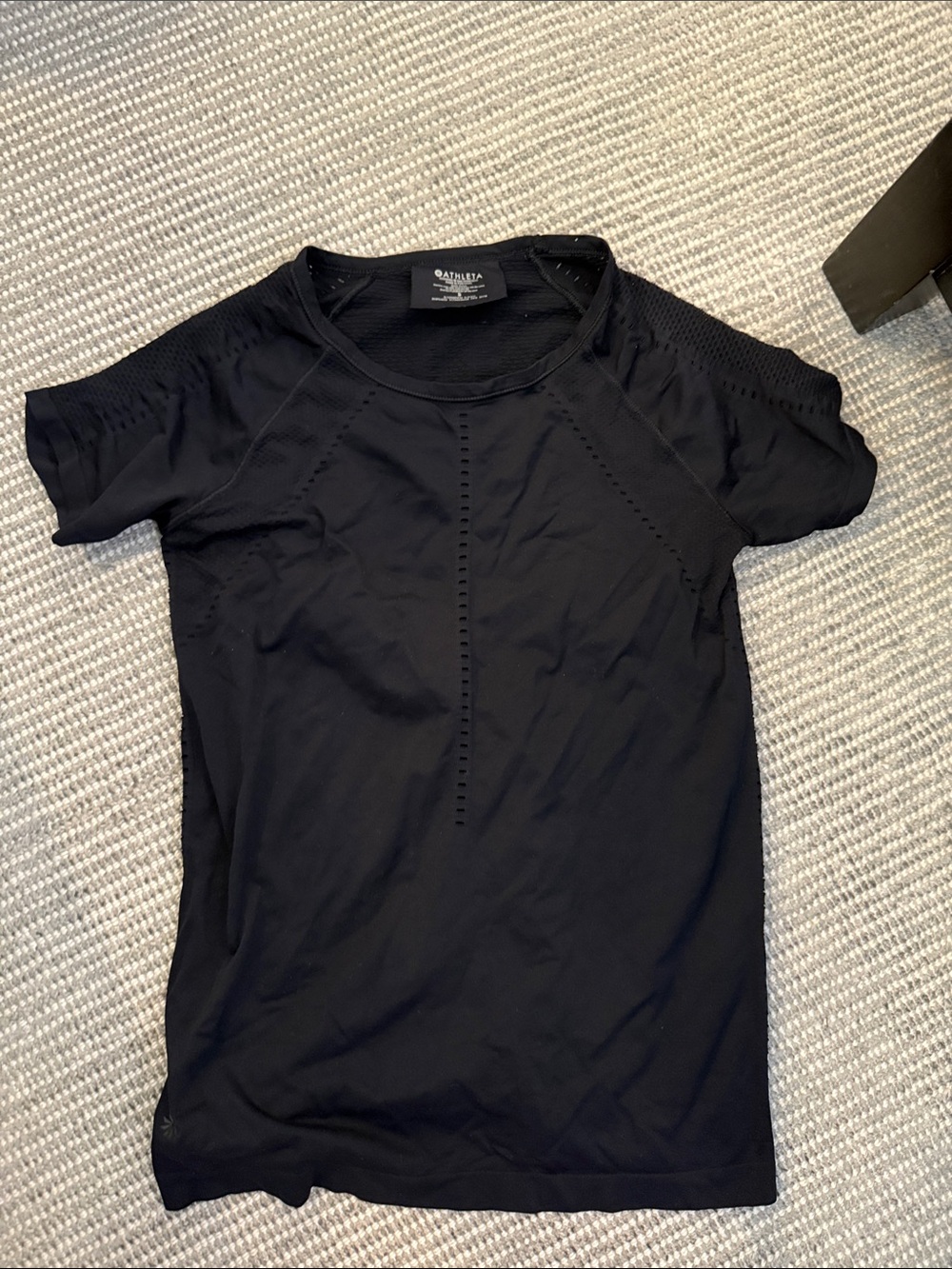 Athleta Black Short-Sleeve Seamless Workout Tee